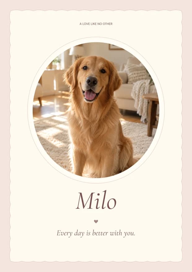 Love Letter sample print with fictional Milo